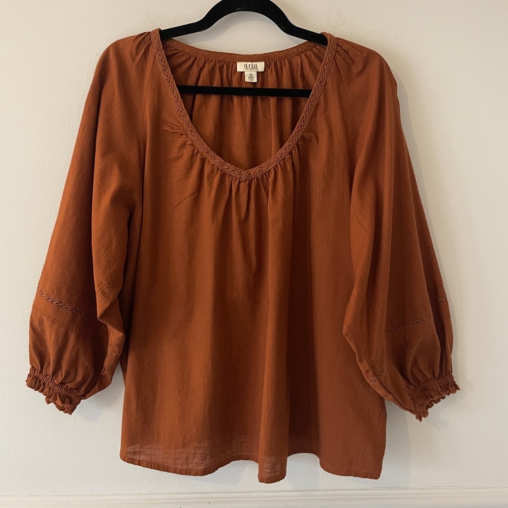 a.n.a Rust Brown Peasant Blouse